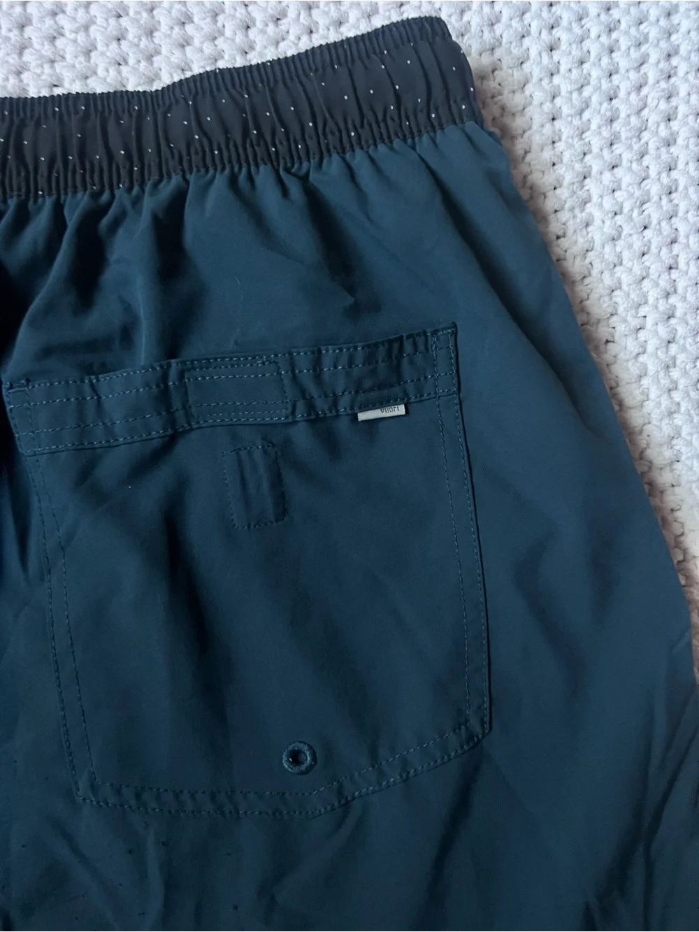 Vuori Kore Athletic Shorts Blue Dot Textured Waistband Drawstring Size XXL